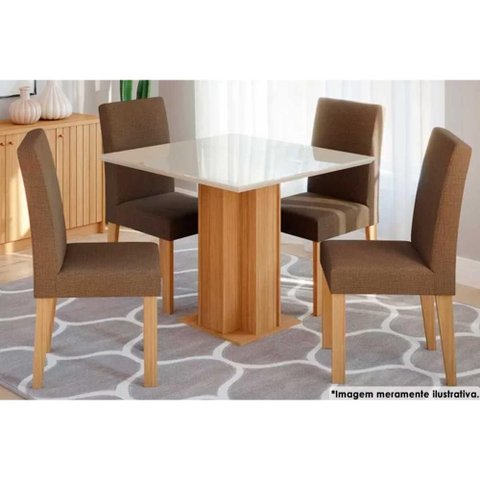 Mesa Sala Sophia 95 + 4 Cad Maia Nature/Chocolate Cimol