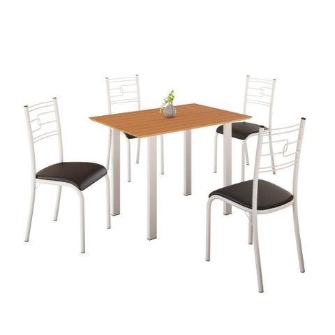 Conjunto Sala de Jantar Mila 4 Cadeiras Ella Branca C- Preto