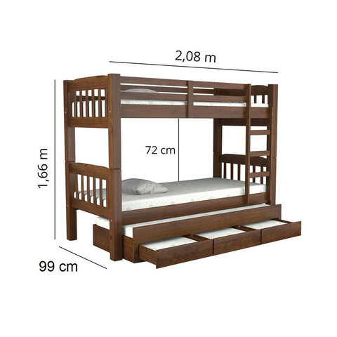 TRELICHE MADEIRA MACIÇA - ITÁLIA COM 3 GAVETASmod02