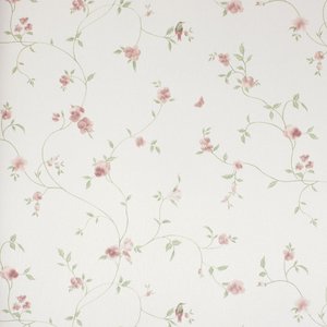 Papel de Parede Floral Vinho e Verde com Cola Inclusa