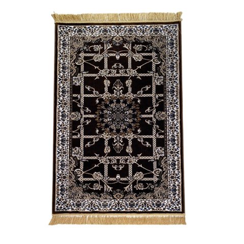 Tapete Persa Royal Marrom 100x150cm Fio Acetinado - Decoração para Quarto e Sala