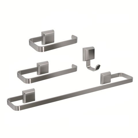 Kit Acessórios para Banheiros 4 Peças Prata Lavabo Banho Luxo