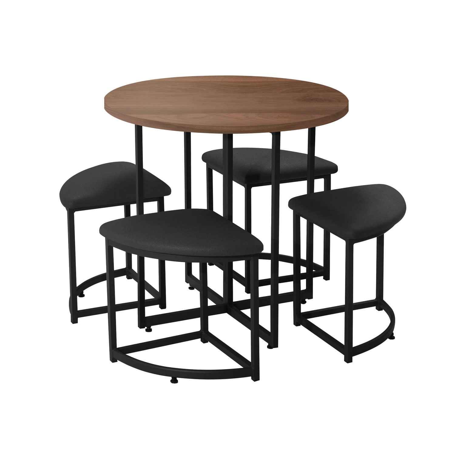 Conjunto De Mesa Bistrô Vita Com Banqueta Baixa Pleno Móveis - Preto ...