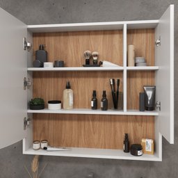 Armário Aéreo para Banheiro 02 Portas com Espelho 80cm Móveis Bosi - 3