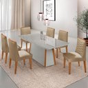 Ver imagem 1 de Mesa de Jantar Diane 180cm Tampo Mdf Vidro com 6 Cadeiras Eloise Moderna Mobília