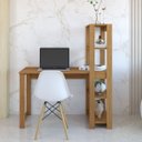 Ver imagem 3 de Mesa Escrivaninha C/ Estante 4 Prateleiras Licce Freijó