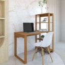 Ver imagem 1 de Mesa Escrivaninha C/ Estante 4 Prateleiras Licce Freijó