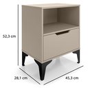 Ver imagem 3 de Mesa de Cabeceira Vegas 1 Gaveta com Nicho Base de Aço Design Moderno - Off White/pé Preto
