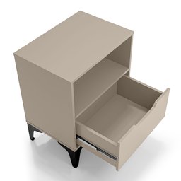 Mesa de Cabeceira Vegas 1 Gaveta com Nicho Base de Aço Design Moderno - Off White/pé Preto - 9