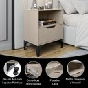 Ver imagem 6 de Mesa de Cabeceira Vegas 1 Gaveta com Nicho Base de Aço Design Moderno - Off White/pé Preto