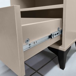 Mesa de Cabeceira Vegas 1 Gaveta com Nicho Base de Aço Design Moderno - Off White/pé Preto - 7