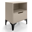 Ver imagem 2 de Mesa de Cabeceira Vegas 1 Gaveta com Nicho Base de Aço Design Moderno - Off White/pé Preto