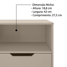 Mesa de Cabeceira Vegas 1 Gaveta com Nicho Base de Aço Design Moderno - Off White/pé Preto - 4
