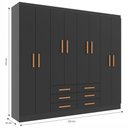 Ver imagem 4 de Guarda-roupa Casal Paris 8 Portas 6 Gavetas Black - Evidencia Móveis
