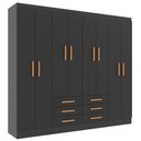 Ver imagem 1 de Guarda-roupa Casal Paris 8 Portas 6 Gavetas Black - Evidencia Móveis