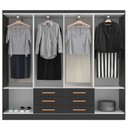 Ver imagem 3 de Guarda-roupa Casal Paris 8 Portas 6 Gavetas Black - Evidencia Móveis