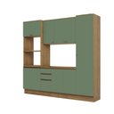Ver imagem 2 de Cozinha Compacta Celeste Kappesberg 100% Mdf Nogueira/verde 240cm