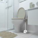 Ver mais imagens de Assento Tampa Vaso Sanitário Oval Almofadado + Escova Sanitária Base Redonda Limpeza Vaso Banheiro