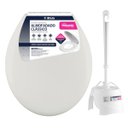 Ver imagem 1 de Assento Tampa Vaso Sanitário Oval Almofadado + Escova Sanitária Base Redonda Limpeza Vaso Banheiro