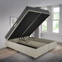 Ver imagem 3 de Cama Baú Casal 138x188 Bipartido Courino Linho Areia com Dual Firm Espuma Ecoflex