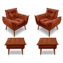 Ver imagem 1 de Kit C-02 Poltronas Opala + 02 Puff Opala Elegante Suede Terracota
