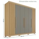 Ver imagem 3 de Guarda-Roupa Casal com Pés 100% MDF 6 Portas 6 Gavetas Granada Premium Cinza/Jequitibá/Granizo