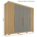 Ver imagem 3 de Guarda-Roupa Casal com Pés 100% MDF 6 Portas 6 Gavetas Granada Premium Cinza/Jequitibá/Granizo