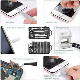 Caixa Maleta de Ferramentas Telefone Celular Conserto 115 Peças Chave de Fenda Precisao Profissional - 6