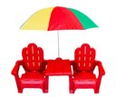 Ver imagem 1 de Conjunto Infantil Mesa, Cadeiras e Guarda-sol Colorido