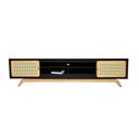 Ver imagem 2 de Rack Sala Tv até 75 Polegadas Ricco 220 Cm Laca com Portas em Palhinha Preto