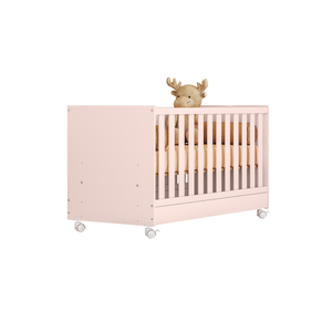 Kit Berço Infantil para Menina Rosa Acetinado com Colchão Ortobom- Qmovi