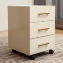 Ver imagem 3 de Mesa Escrivaninha 1,35m com Gaveteiro 3 Gavetas Escritório Cor:off White com Freijó e Gold