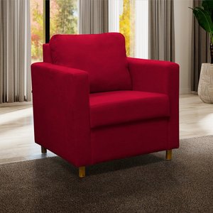 Poltrona Cadeira Lara Para Sala de Estar Escritório Consultório Suede Vermelho - Ninho Decor