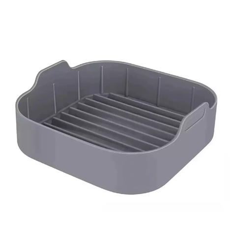 Cesto para Air Fryer Lavavel Quadrada Silicone Cinza 21cm. UnyHome