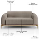 Ver imagem 3 de Sofá 150cm 2 Lugares Base Gold Molino D06 Linho C-370 Bege - Mpozenato