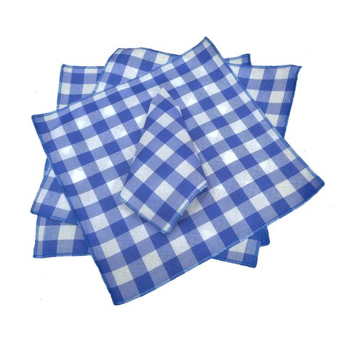 10 Guardanapos Xadrez Azul Royal