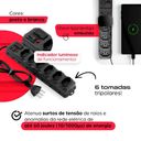 Ver imagem 4 de Filtro de Linha Extensão Régua Elétrica 6 Tomadas Bivolt