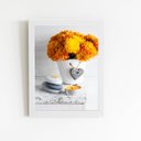 Ver imagem 1 de Quadro Crisântemo Laranja Vaso Flor Moldura Branca 60x40cm