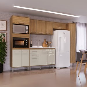 Cozinha Completa 11 Portas 2 Gavetas 2 Nichos para Forno Gaia 