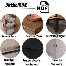 Balcão de Pia 120cm em MDF com Tampo Lombardia - cor Freijó Nero - 4 Balcão de Pia 120cm em MDF com Tampo Lombardia - cor Freijó Nero - 4