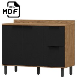 Balcão de Pia 120cm em MDF com Tampo Lombardia - cor Freijó Nero - 2 Balcão de Pia 120cm em MDF com Tampo Lombardia - cor Freijó Nero - 2