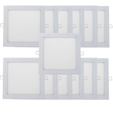 Kit 13 Plafon Painel LED Luminária Downlight 18W Embutir