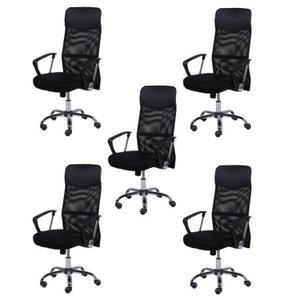 Kit 5 Cadeiras Escritório Presidente com Relax Tela Mesh Corino 3307