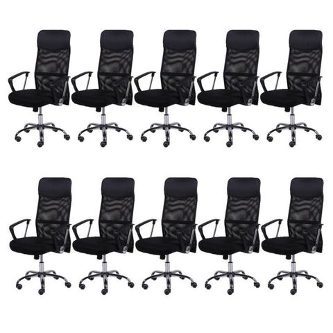 Kit 10 Cadeiras Escritório Presidente com Relax Tela Mesh Corino 3307 Preto