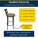 Ver imagem 2 de Banqueta Rafaela - Redonda Altura 65cm para Bar e Cozinha Preta com Assento Confortável Cor Caramelo