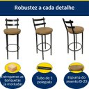 Ver imagem 3 de Banqueta Rafaela - Redonda Altura 65cm para Bar e Cozinha Preta com Assento Confortável Cor Caramelo