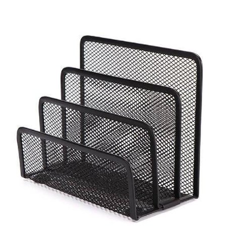 Organizador Porta Objetos Mesa Escritório Metal 3 Espaços