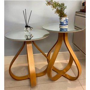 Conjunto Mesa Espanha Espelhada 60 Cm e 70 Cm de altura