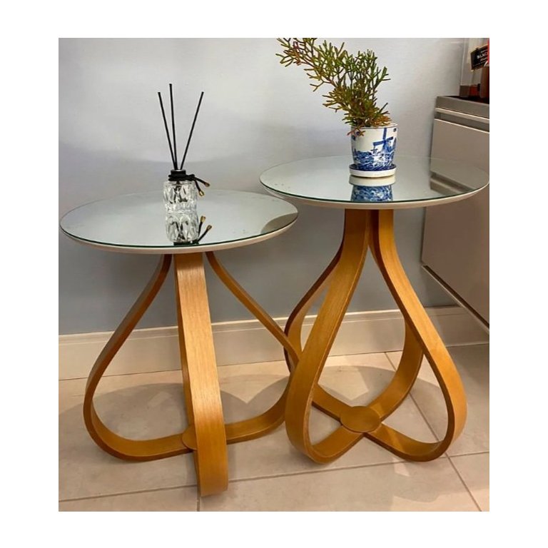 Conjunto Mesa Espanha Espelhada 60 Cm e 70 Cm de altura