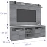 Rack com Painel para TV de Até 60'' Pinheiros 2 Prateleiras 2 Portas Cacau Grigio JCM Movelaria - 3